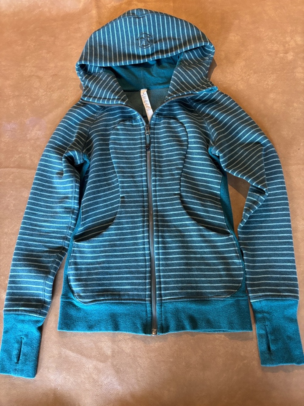 lululemon athletica Teal Striped Scuba Jacket. Size 2.